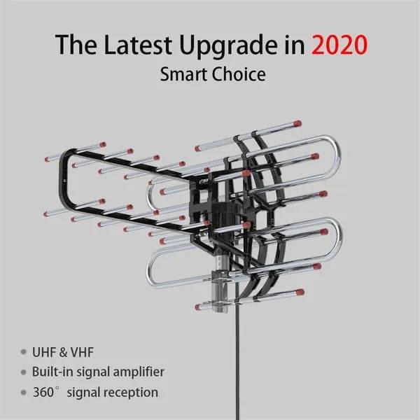TA-851B 360Rotation UV Dual Frequency 45-860MHz 22-38dB Open Antenna Silver - Velora