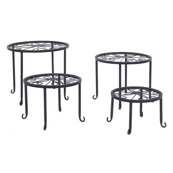 Metal Plant Stand 4 In 1 Potted Irons Planter Supports Floor Flower Pot Round Rack Display - Velora