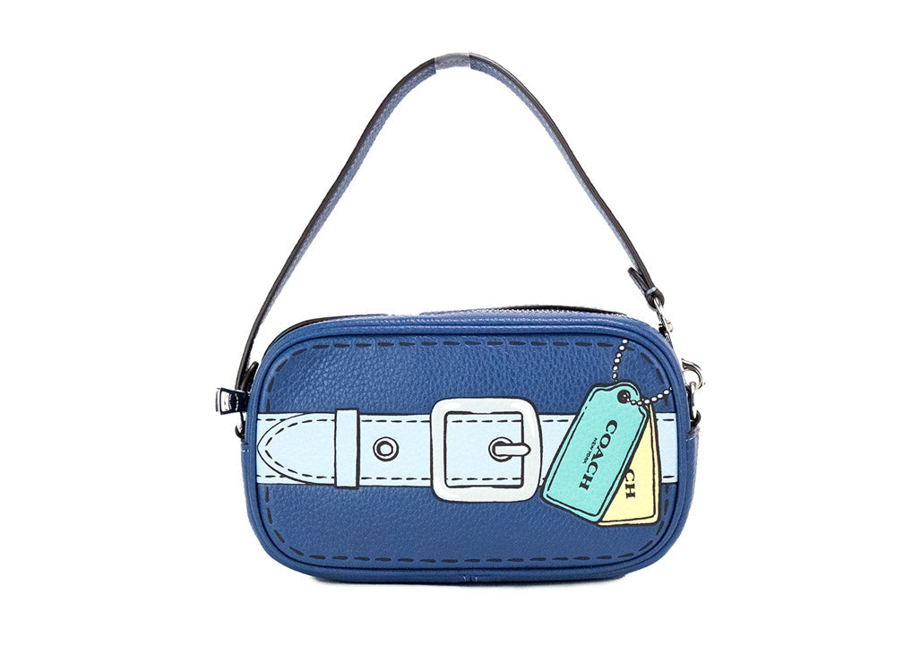 Coach Jamie Mini Optical Illusion Blue Leather Clutch