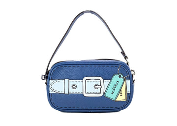 Coach Jamie Mini Optical Illusion Blue Leather Clutch
