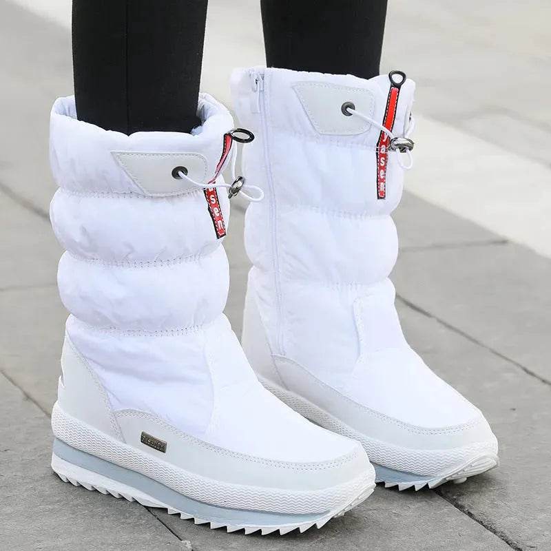 Winter boots New Plus Velvet Thick Cotton Shoes Thermal Middle Tube Waterproof Non-slip Boots - Velora