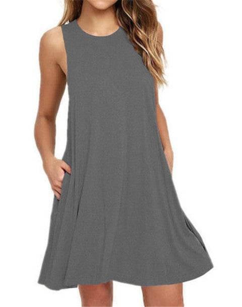 Casual Summer dress Women Pocket Dress Ladies beach mini dress - Velora