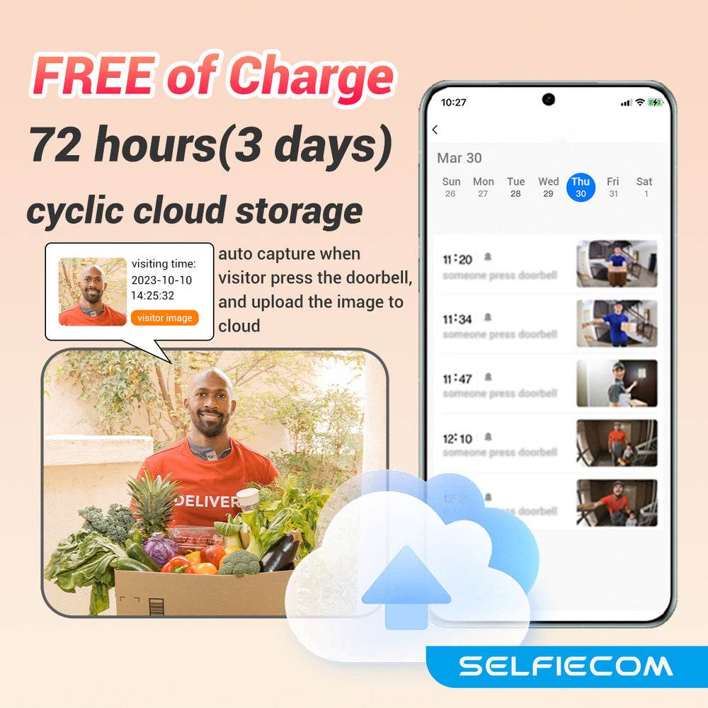 D10 Intelligent Wireless Doorbell Camera With Rechargeable Battery, Two-way Audio, 2.4G Wi Fi, APP Remote Intercom, Free Rolling Cloud Storage Built-in Battery - Velora