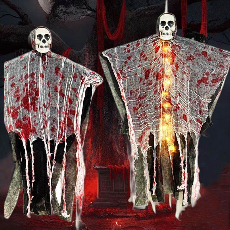 Halloween Decoration Blood-dyed Luminous Skull Hanging Ghost Outdoor Ornaments - Velora