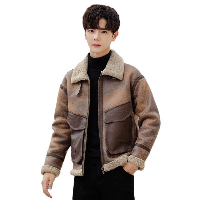 Leather And Fur Casual Coat For Men - Velora