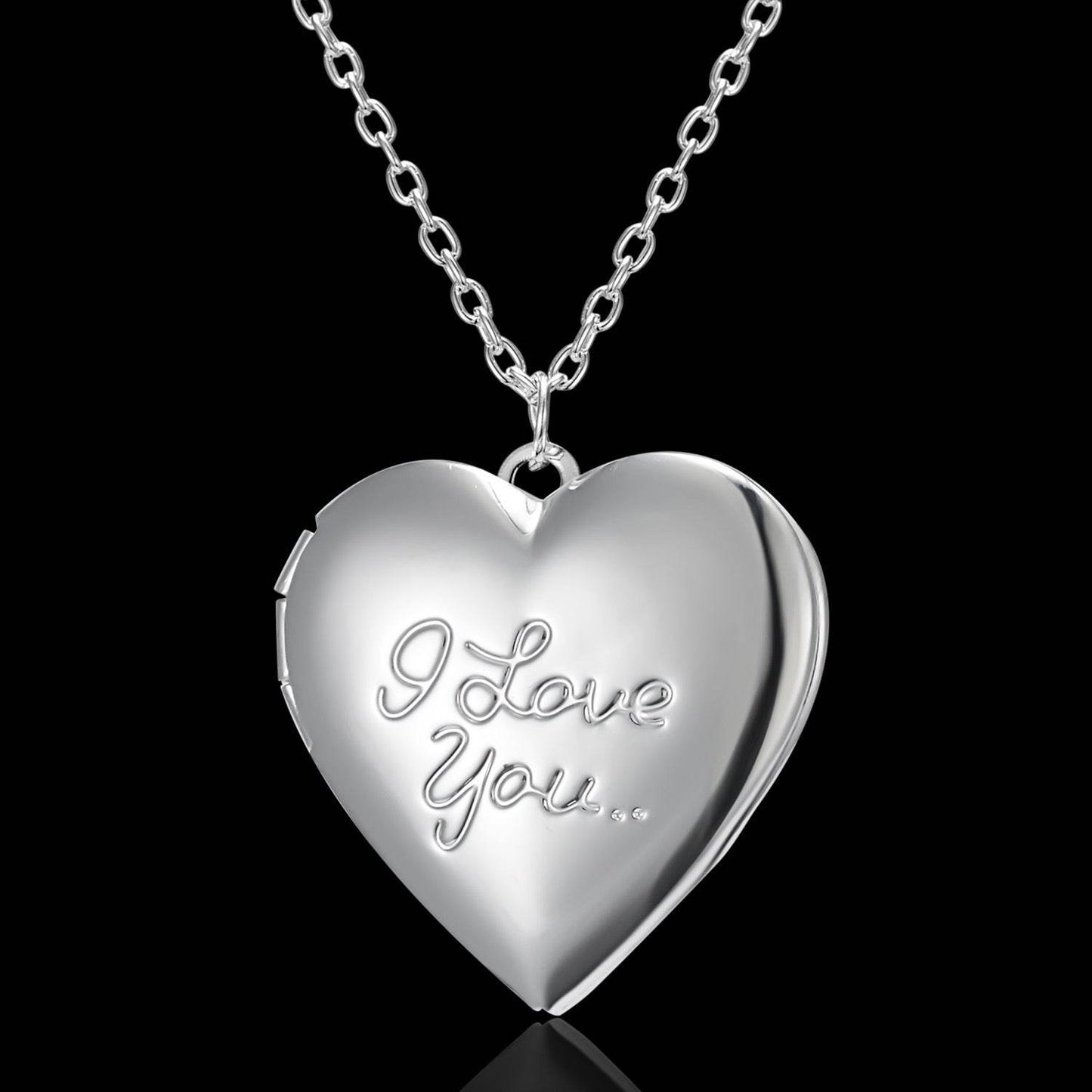 Carved Design Love Necklace Personalized Heart-shaped Photo Frame Pendant Necklace For Women Family Jewelry For Valentine's Day - Velora