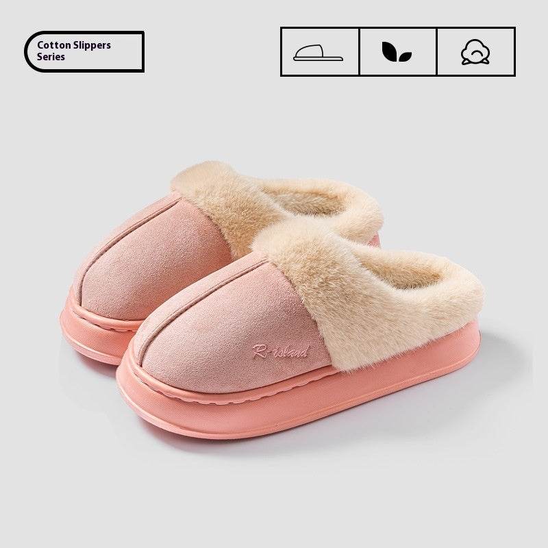 New Winter Cosy Warm Couple Style Concise Fluffy Slippers Women Men Non-slip Soft Slides Indoor Mule Ladies' Home Cotton Shoes - Velora