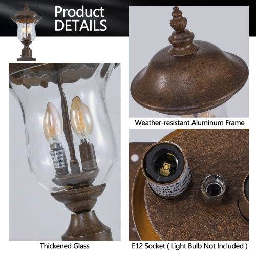 Vintage Outdoor Light Pole Lights, Waterproof Garden Patio Lights, Walkway & Driveway Lighting - One Piece No Bulb - Velora