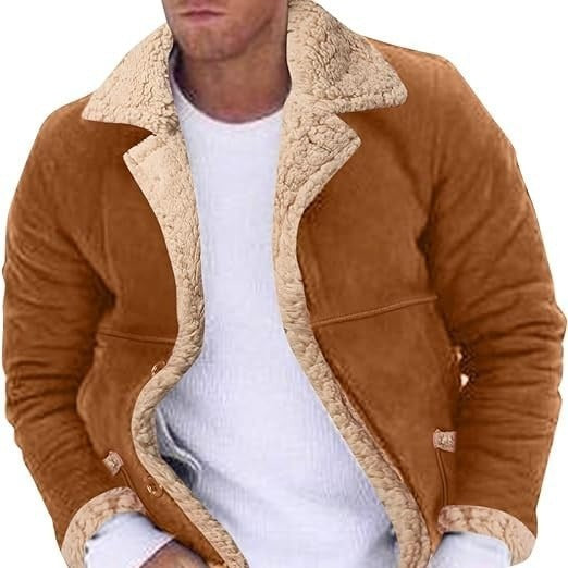 Fashion Men's Fur Integrated Fleece-lined Padded Jacket