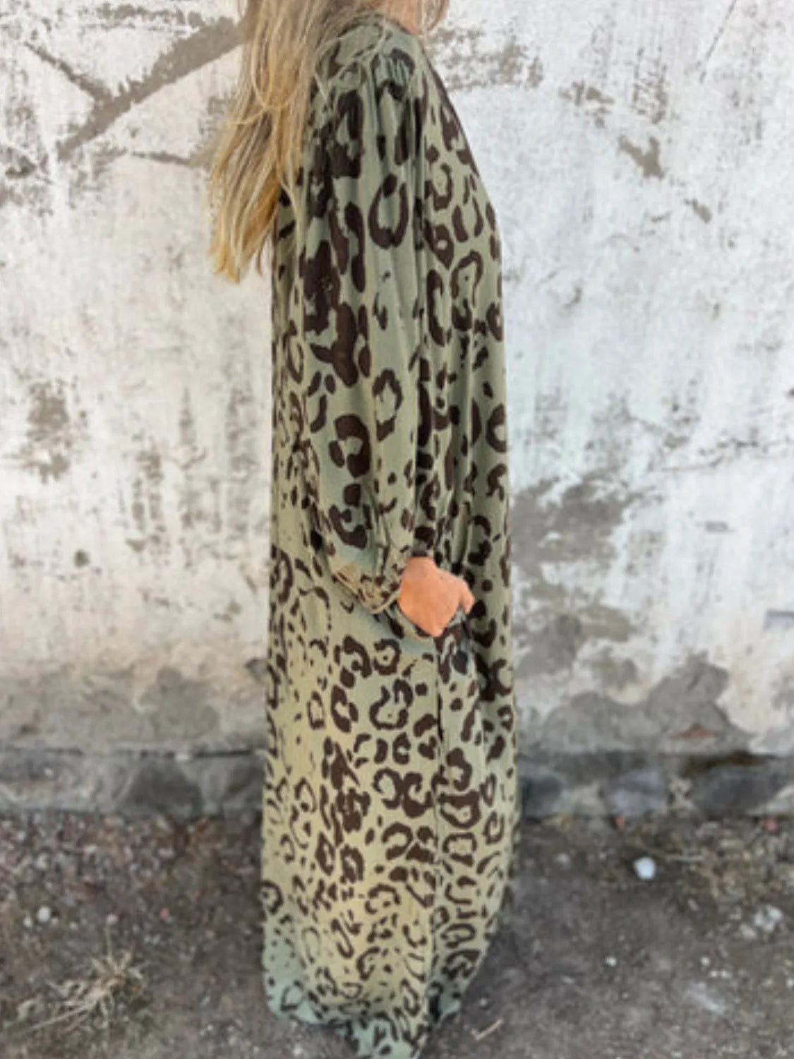 Full Size Printed V-Neck Dress with Pockets Plus Size - Velora