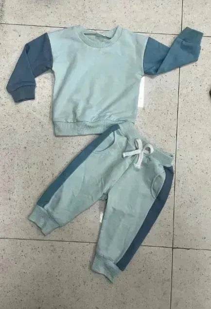 Two piece for boys Color Matching Long-sleeve Sweater Set - Velora