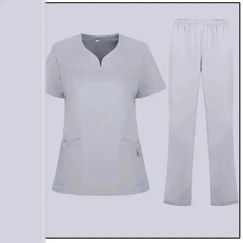 Women Nurse Uniform Female - Hospital Nurse Costume - V Neck Top Pants Set - Velora
