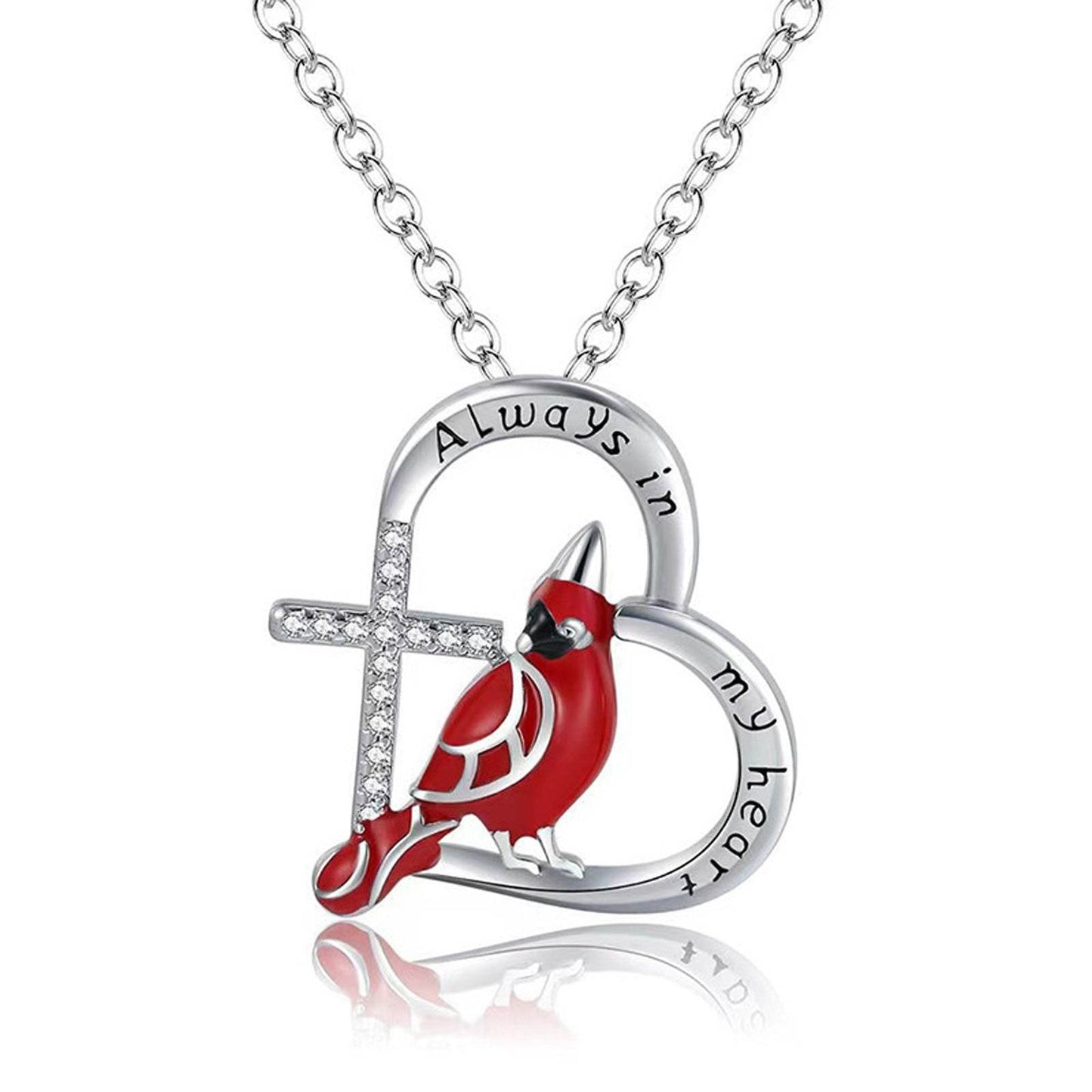 Creative Heart Shaped Cardinal Pendant Necklace, Exquisite Party Commemorative Accessory Gift Jewelry Anniversary Party Gifts, Valentine's Day Gift - Velora