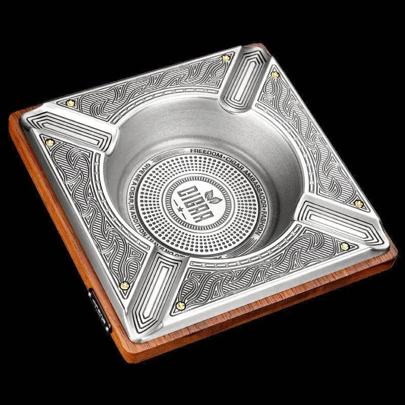 Luxury Wooden Metal Alloy 4 slots Cigar Ashtray - Velora