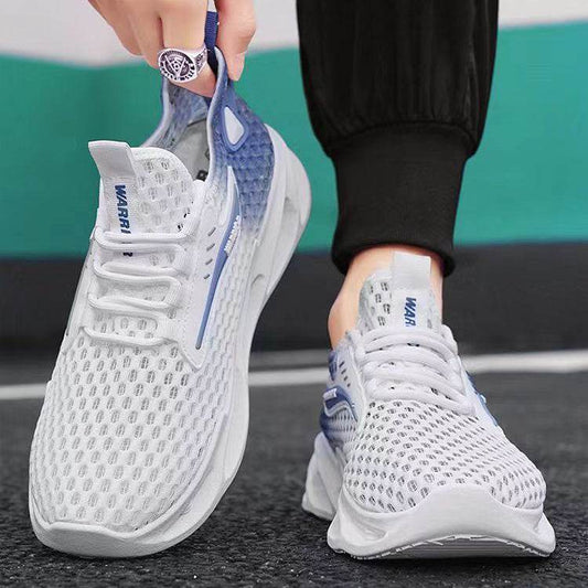 Men's Lace-up Sneakers Mesh Sports Shoes Fashion Hollow-sole Low Top Running Shoes - Velora