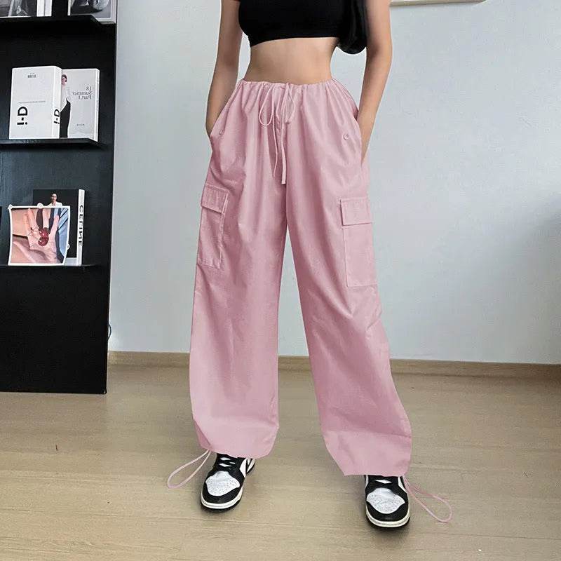 Women's Wide Leg Loose Plus Size Tether Straight Baggy Cargo Pants Women - Velora