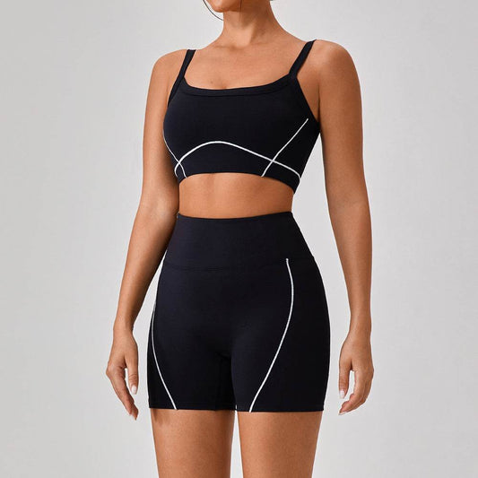 Outdoor Sports Yoga Suits Women's Spaghetti Strap Contrast Color Fitness Set Outfits - Velora