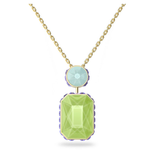 Swarovski Orbita necklace Octagon cut crystal Multicolored Gold-tone Finish