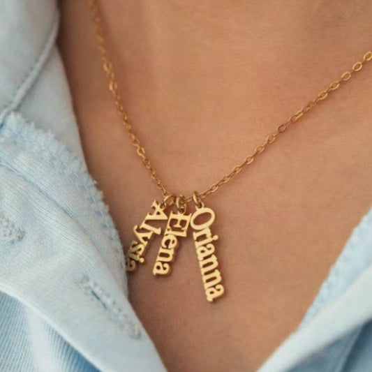 Customized Vertical Name Necklace Personalized Hang Tag Name Jewelry Gift For Mom - Velora
