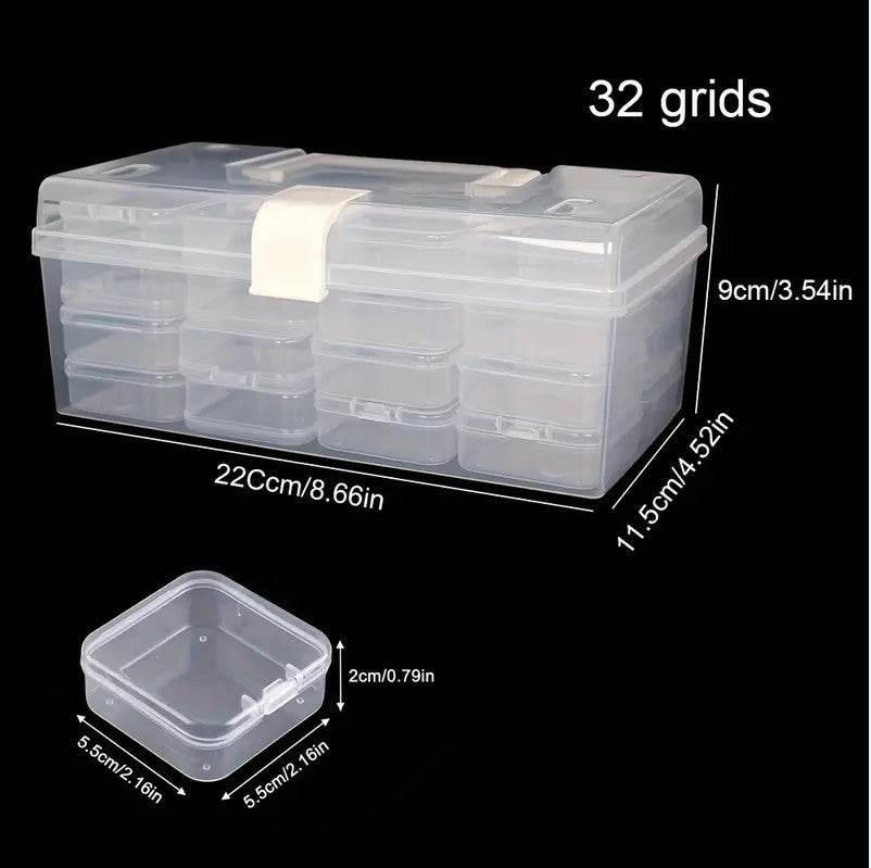 32-grid Transparent Plastic Storage Box Large Capacity Portable - Velora