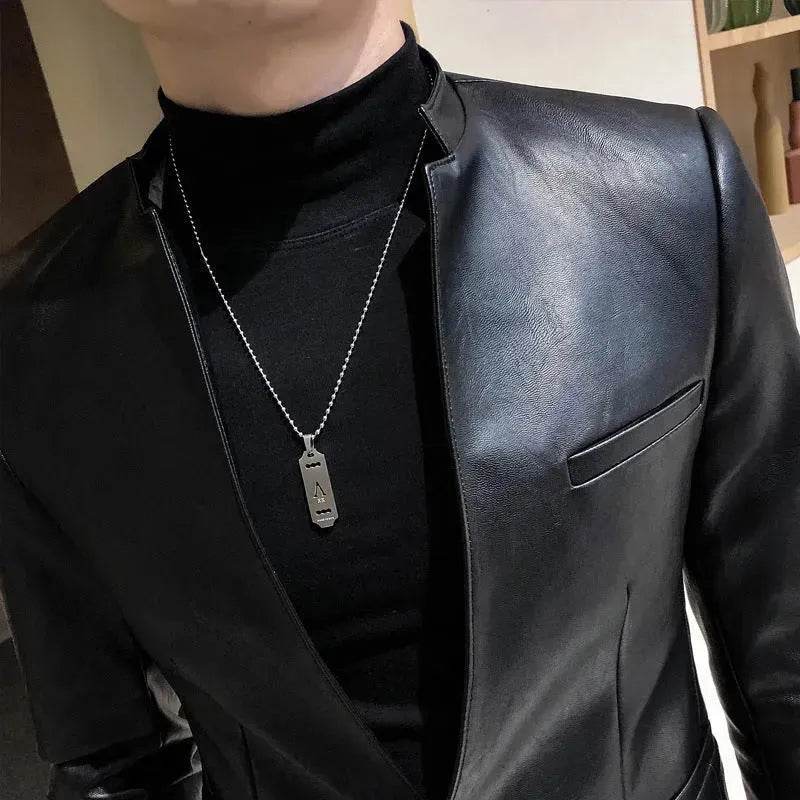 New Trendy Vintage Autumn Winter Slim fit Leather Jacket Men - Velora