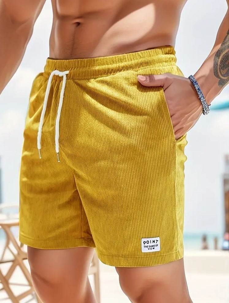Lace-up Drawstring Shorts Summer Corduroy Sports Short Pants Mens Clothing - Velora