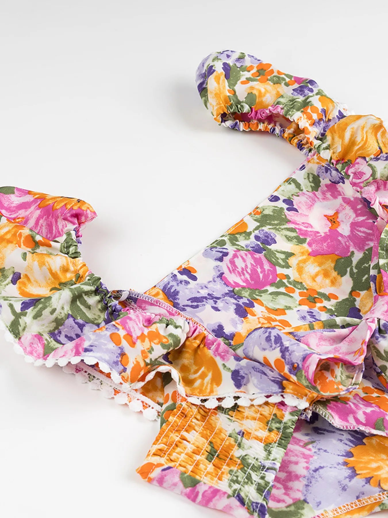 Floral Print Ruffled Hem Dress - Velora