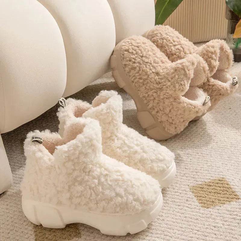 Winter Cashmere Snown Boots With 6cm Platform Warm Plus Velvet High-top Fleece Cotton Shoes Women Outdoor Indoor House Plush Shoes - Velora