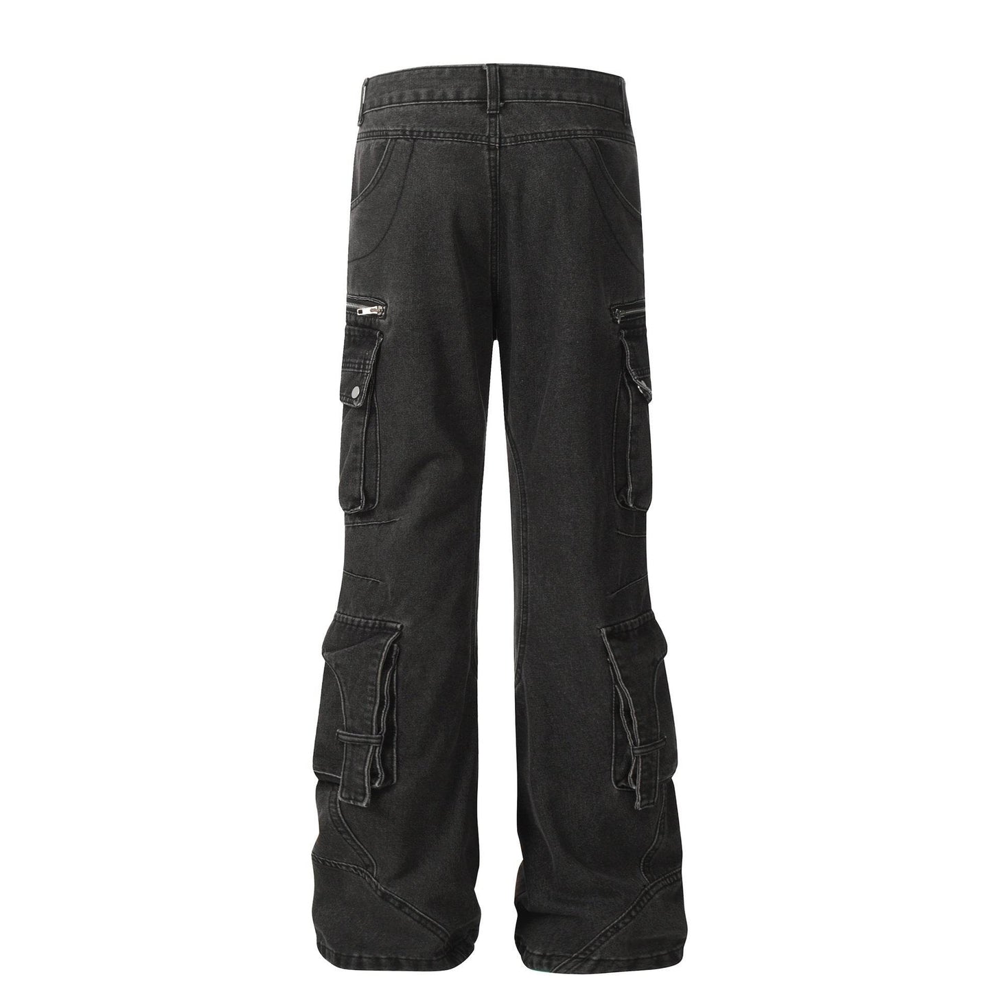 Solid Color Casual Multi-pocket Denim Jean Cargo Pants women
