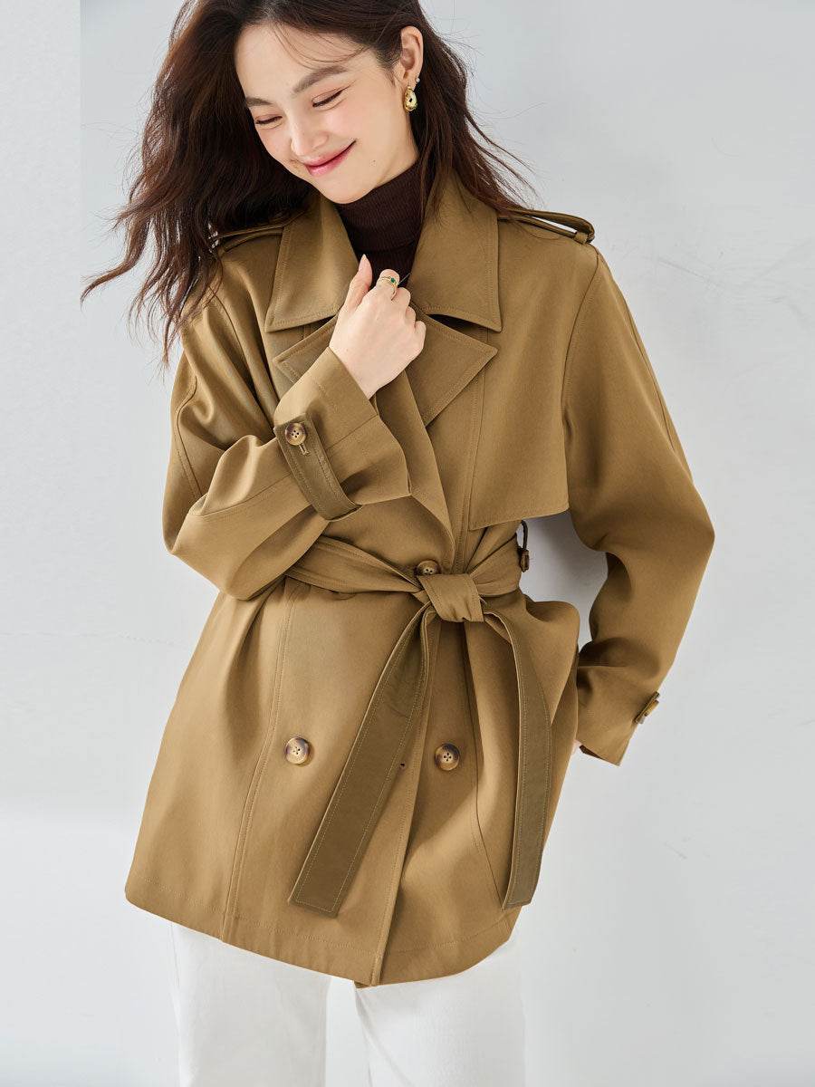 New Casual Elegant Elegant Short Trench Coat Women - Velora