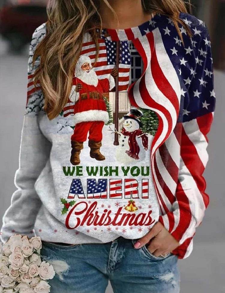 Long Sleeve Round Neck Christmas Style Sweaters Women's Clothing - Velora
