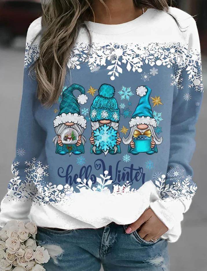 Long Sleeve Round Neck Christmas Style Sweaters Women's Clothing - Velora