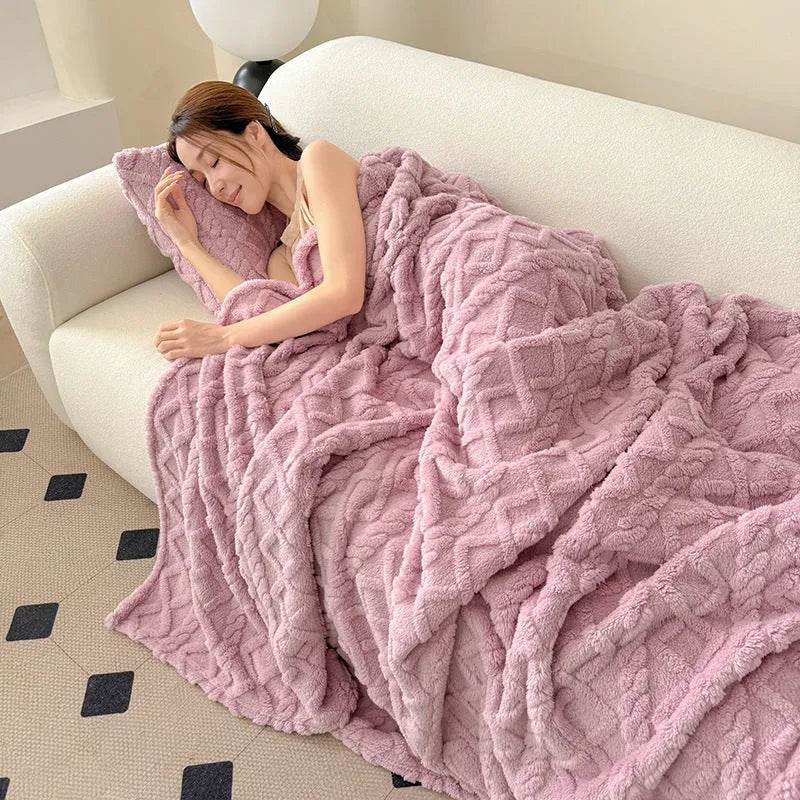 Single-layer Double-sided Tower Velvet Sofa Cover Soft Winter Blanket - Velora