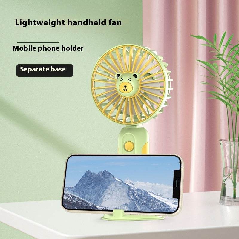 New Summer Cartoon Handheld Mini Usb Rechargeable Fan Desktop Stand - Velora