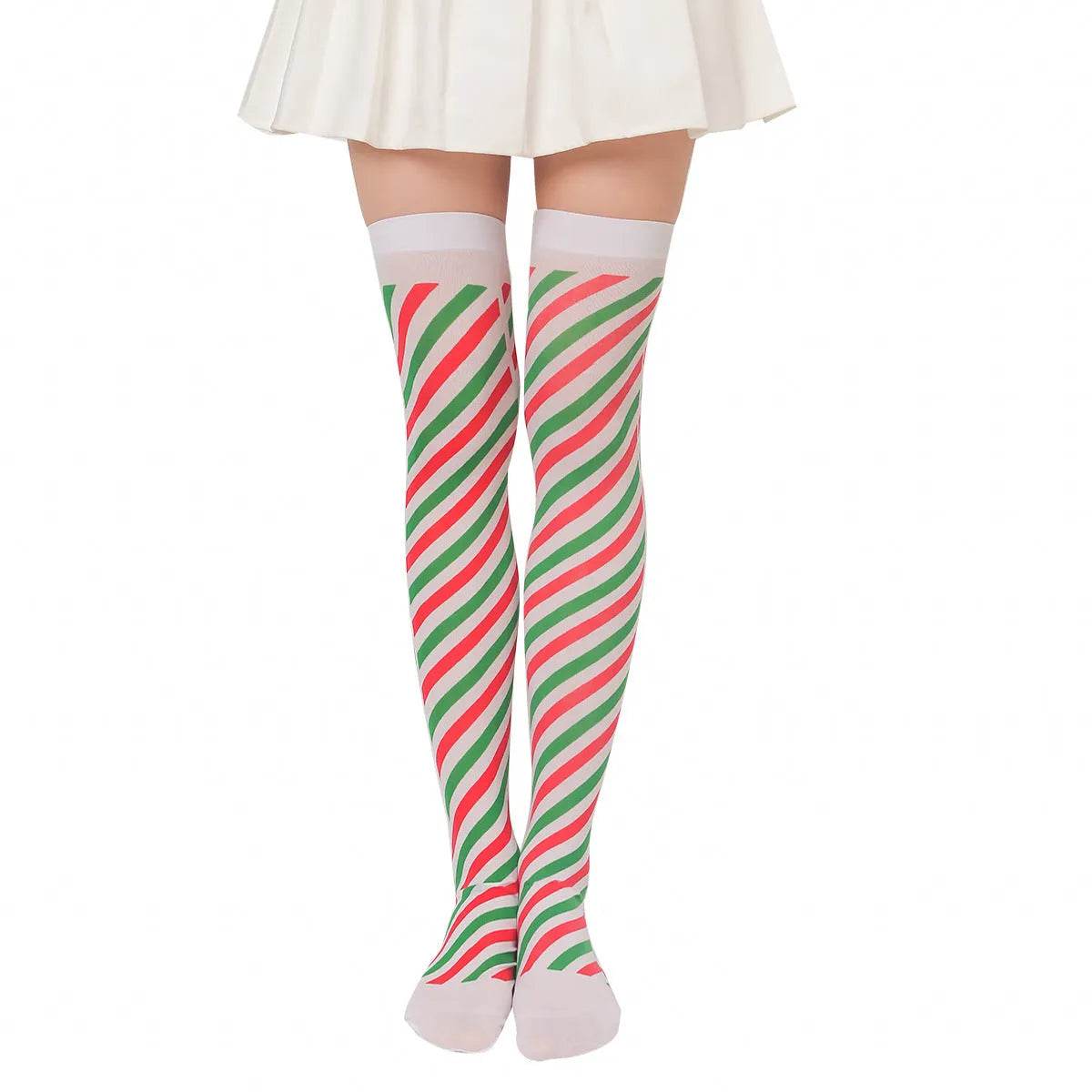 Christmas Plush Doll Knee Socks Bow Stockings - Velora