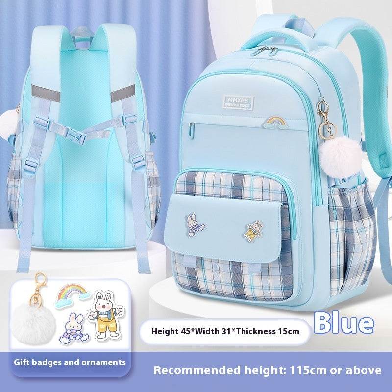 Primary School Student Schoolbag Girls' Plaid Backpack - Velora