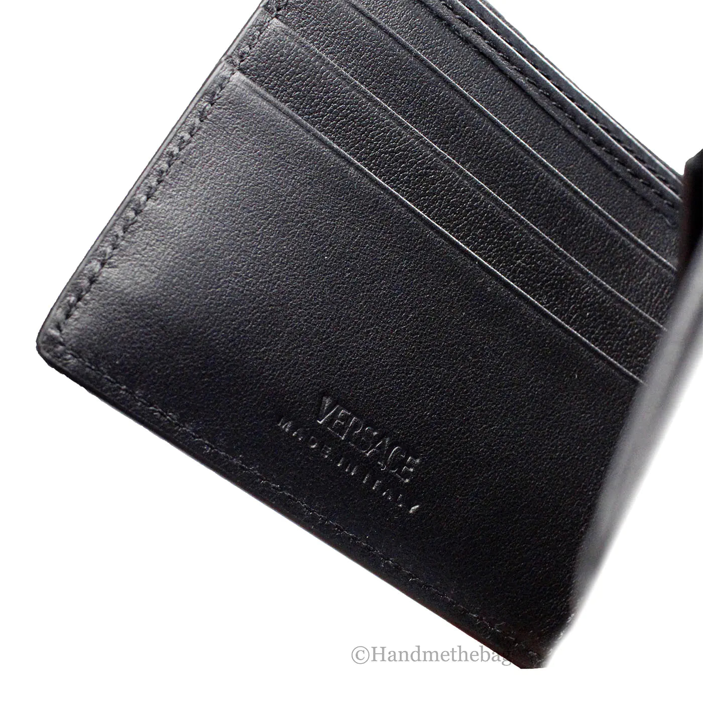 Versace Silver La Medusa Leather Bifold Wallet