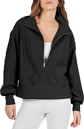 Women's Half Zipper Pullover Long Sleeve Sweatshirt - Velora