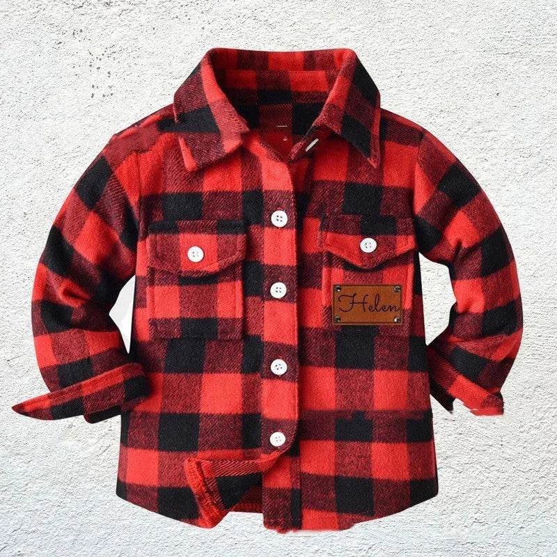 Baby Boy Cashmere Flannel Checkered button Shirt jacket kids - Velora
