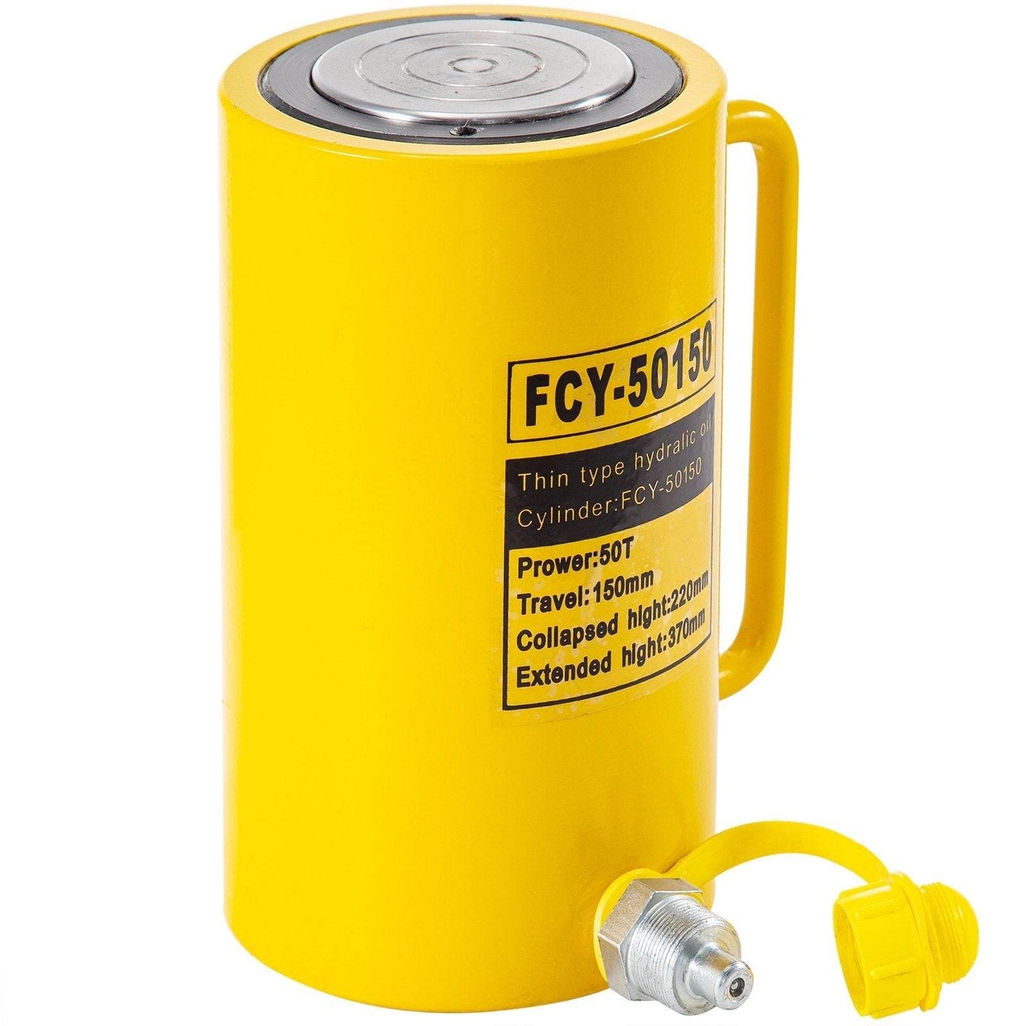 50T 6In Stroke Hydraulic Cylinder Jack Solid Single Acting Hydraulic Ram Cylinder 150mm Hydraulic Lifting Cylinders For Bending, Straightening And Pulling On Trucks, Tractors And Heavy Equipm