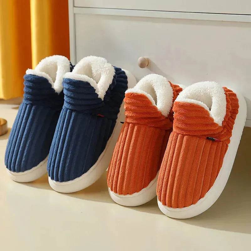 Men Winter New Women Cotton Slippers Outdoor Fashion Couple Slippers Warm Indoor Bedroom Cotton Plush Shoes Fleece Fluffy - Velora