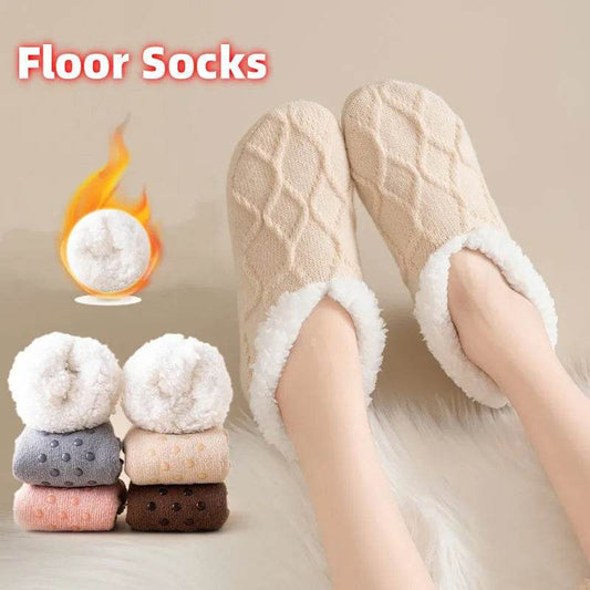 Winter Warm Short Cotton Slipper Socks Unisex Thicken Thermal Plush Home Floor Sock Soft Non-slip Grip Fuzzy Floor Fluffy Socks - Velora