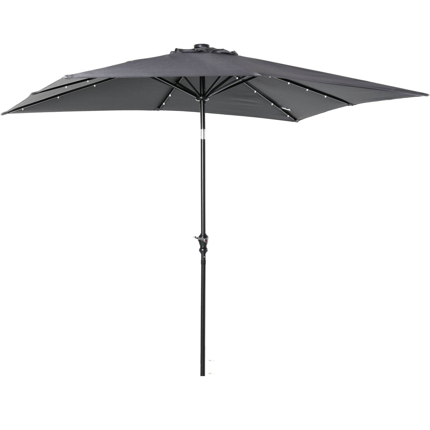 9 X 7 Ft Patio Umbrella Outdoor Table Market With Crank Solar LED Lights Tilt Button For Deck Dark Gray - Velora