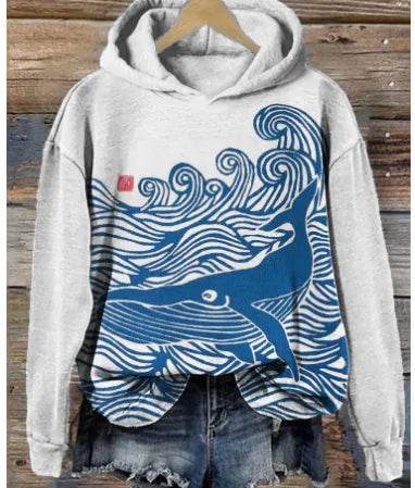 Women Fashion Spring And Autumn Plum Blossom Hooded Super Plus Size Loose-fitting Casual Pullover - Velora