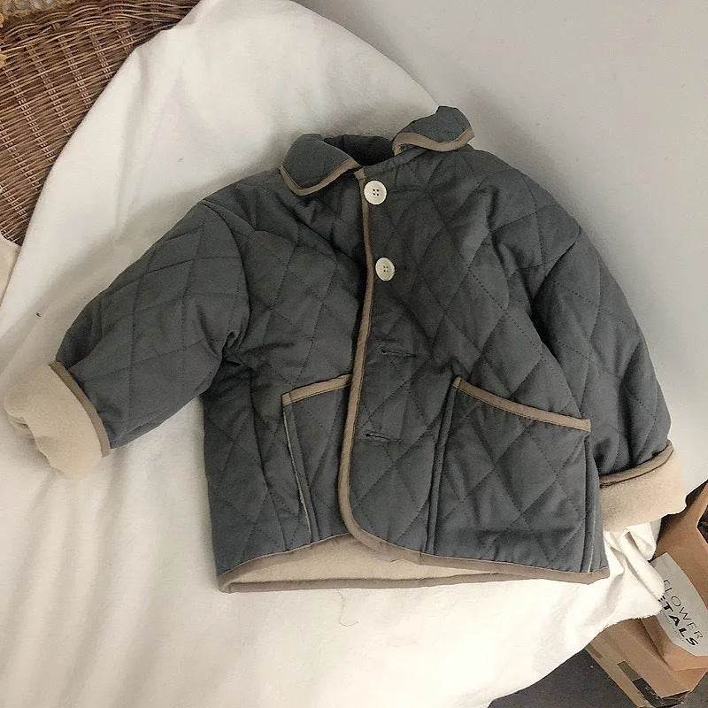 Coat Girls' Cashmere Cotton-padded Coat Lapel Warm Coat - Velora