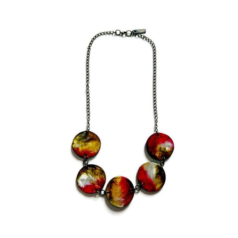 Earth Tone Beaded Necklace with Short Adjustable Chain - Velora Luxury Fashion