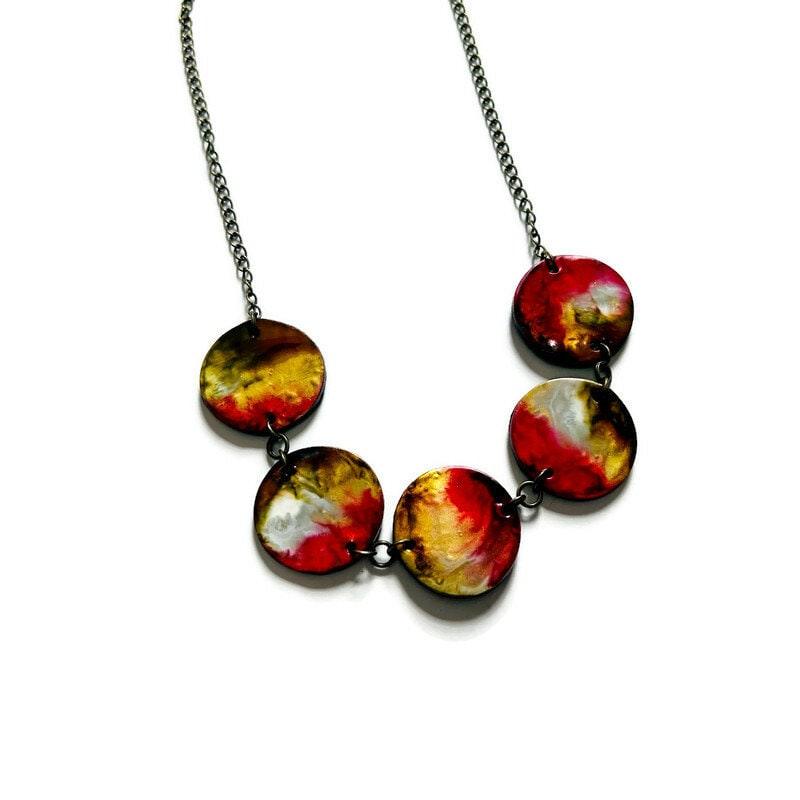 Earth Tone Beaded Necklace with Short Adjustable Chain - Velora Luxury Fashion