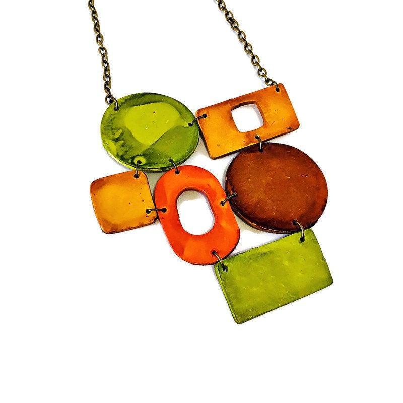 Earth Tone Statement Jewelry Set with Geometric Style