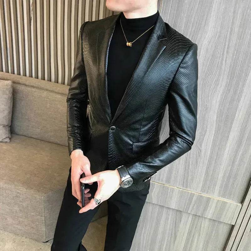 New Trendy Vintage Autumn Winter Slim fit Leather Jacket Men - Velora