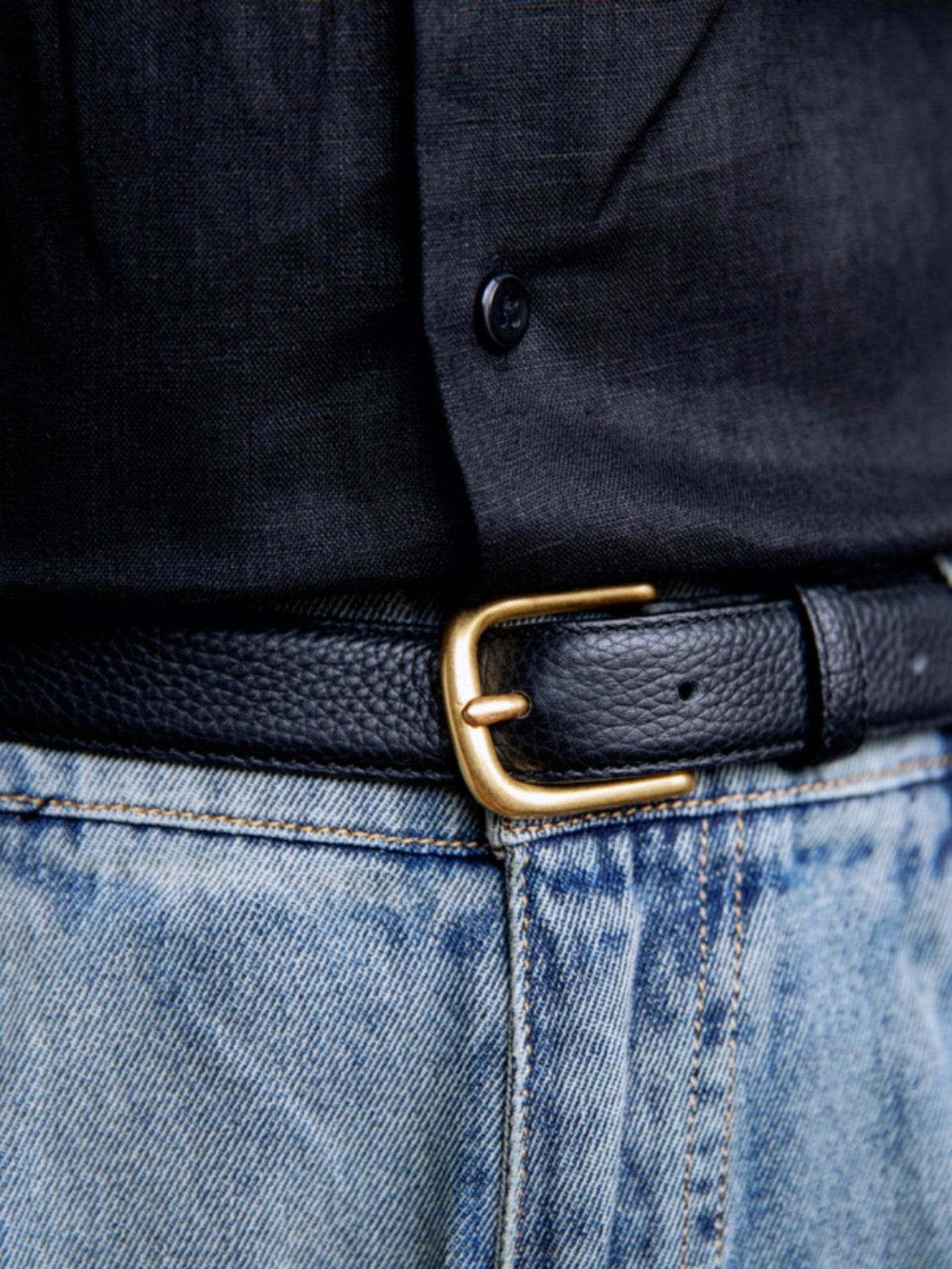 Men's And Women's Belt Lychee Pattern Calfskin - Velora